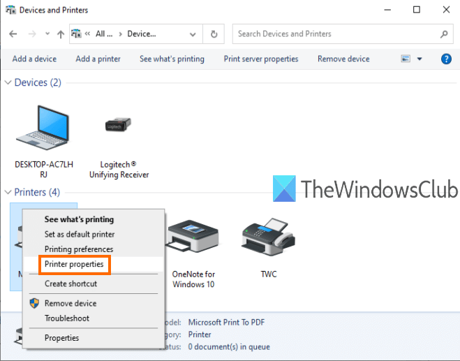 rename a printer in windows 10